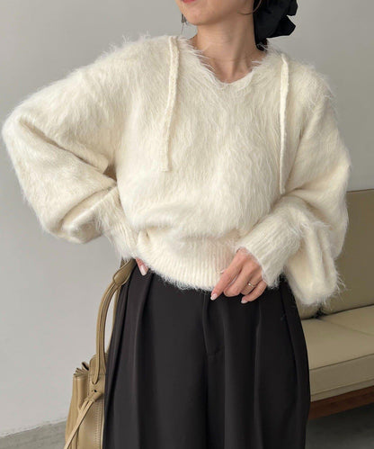 毛絨針織連帽衫