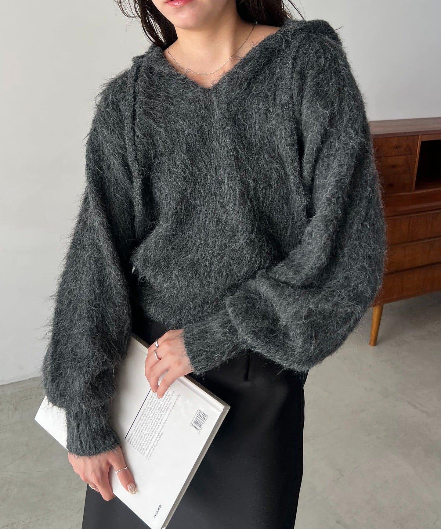 毛絨針織連帽衫