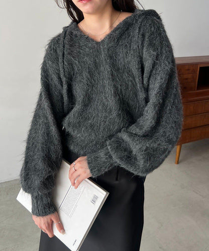 毛絨針織連帽衫