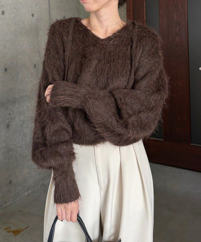 毛絨針織連帽衫