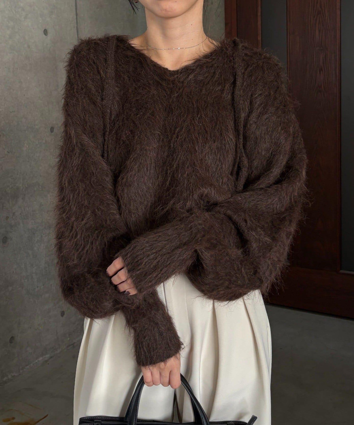 毛絨針織連帽衫