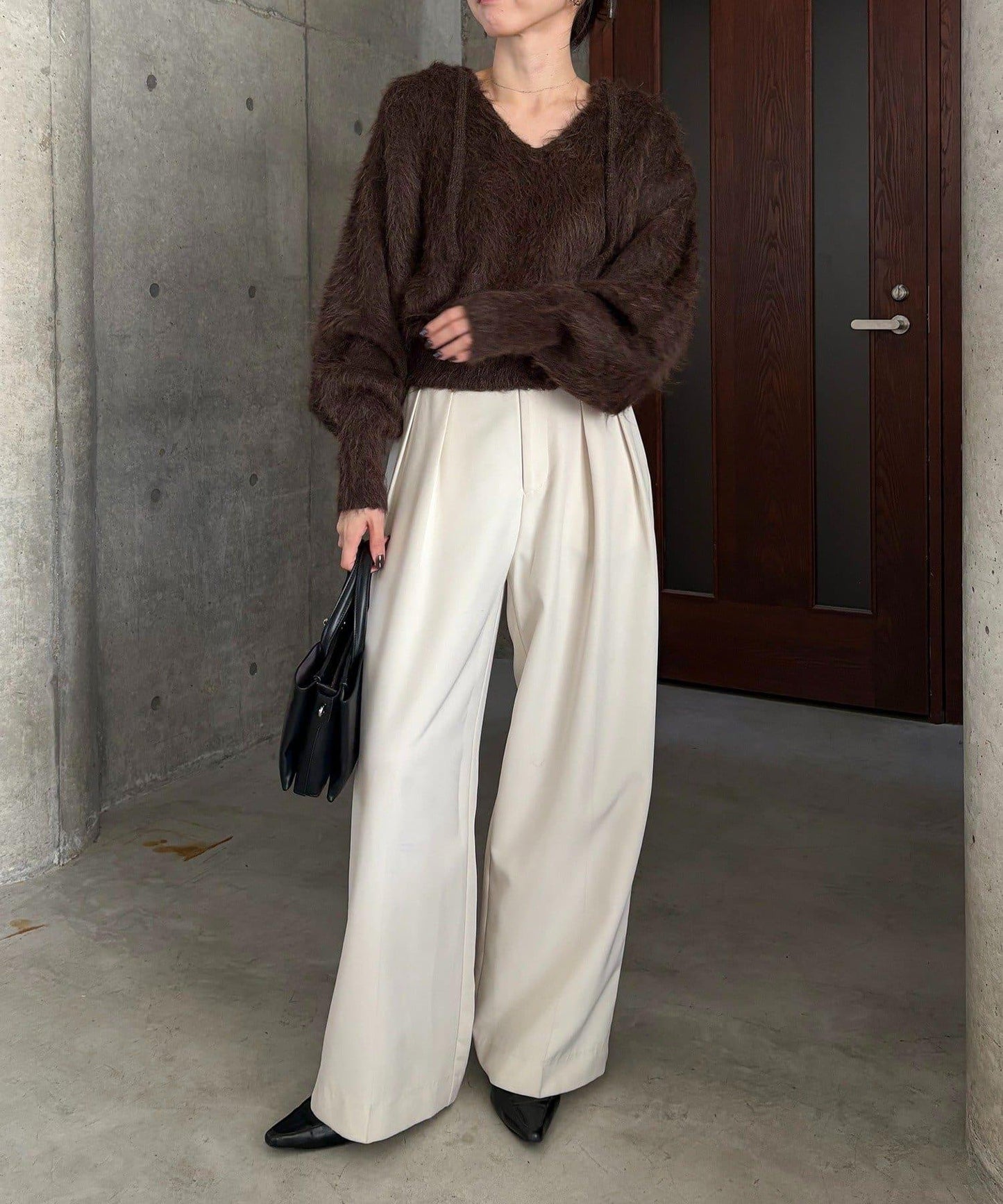 毛絨針織連帽衫