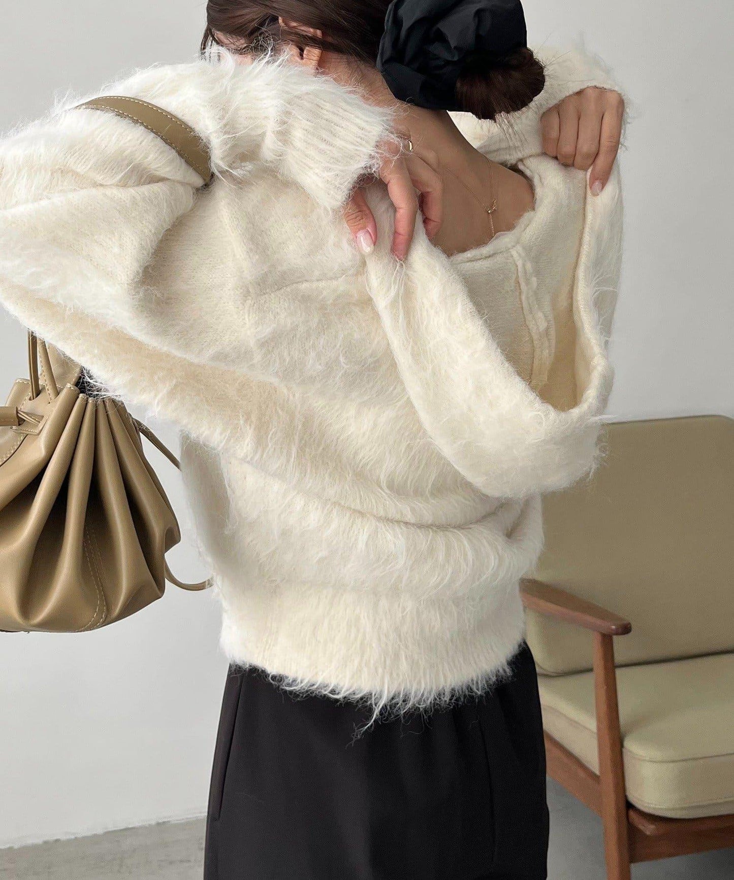 毛絨針織連帽衫