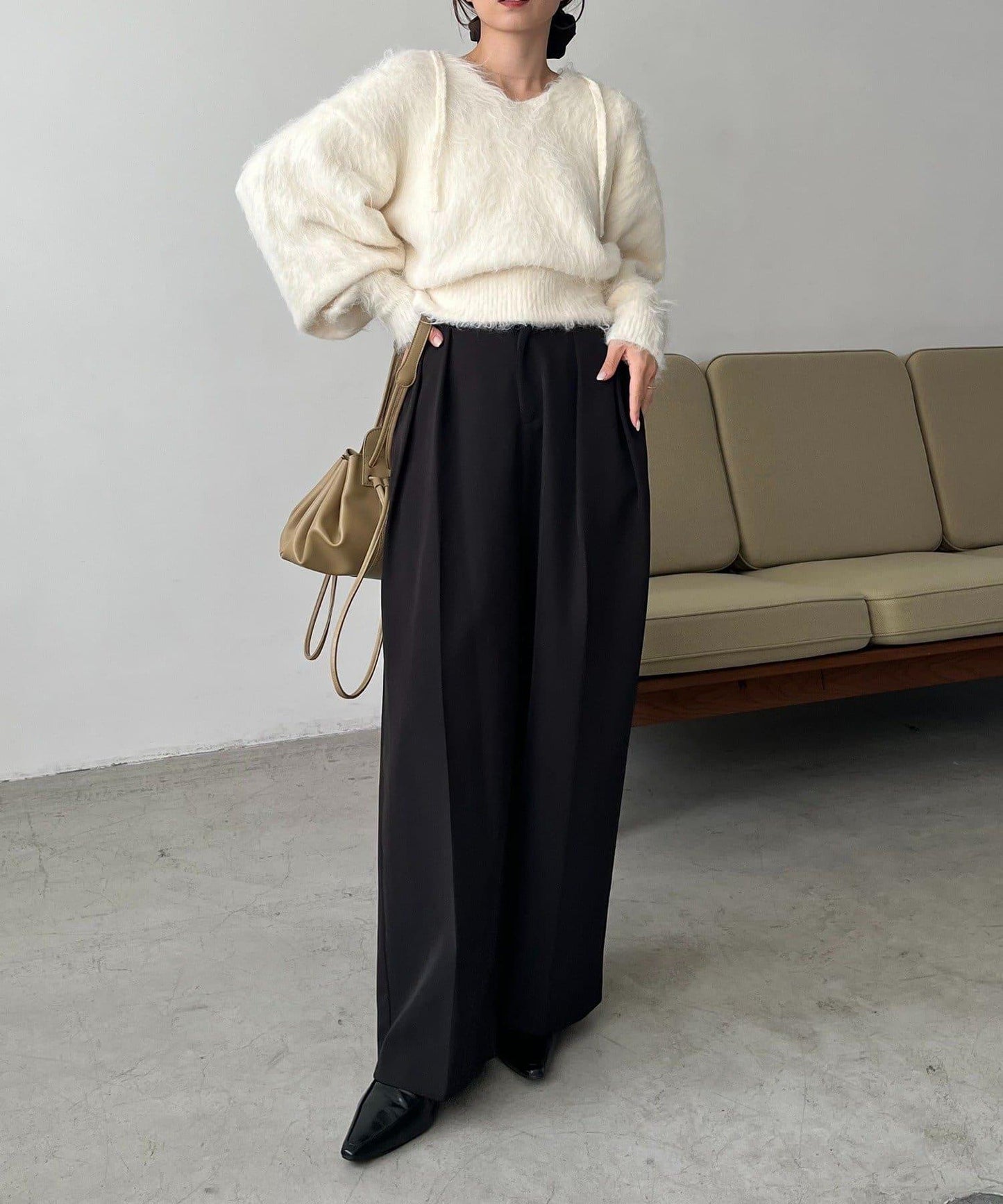 毛絨針織連帽衫