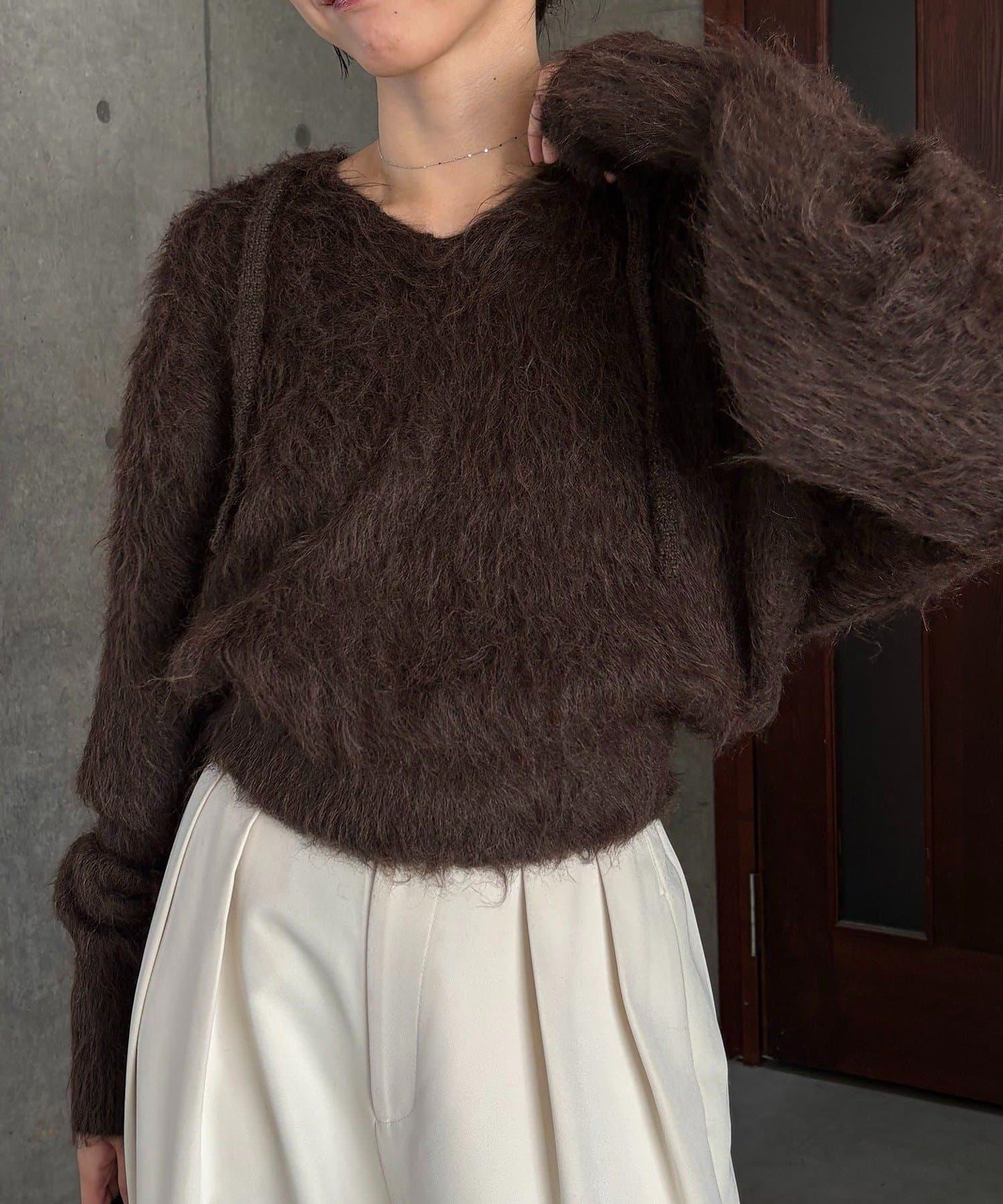 毛絨針織連帽衫