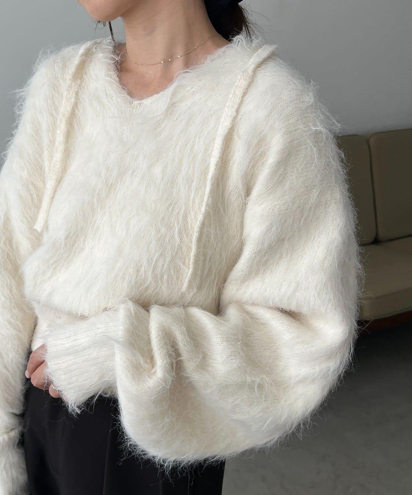 毛絨針織連帽衫