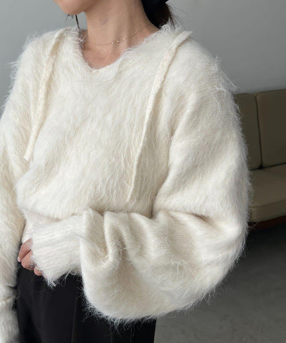 毛絨針織連帽衫