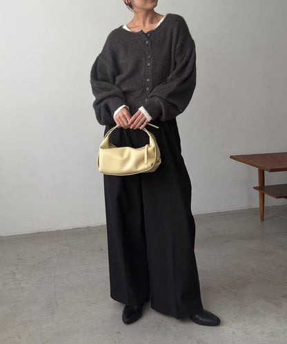 【前後兩穿】馬海毛絨感泡泡袖開衫