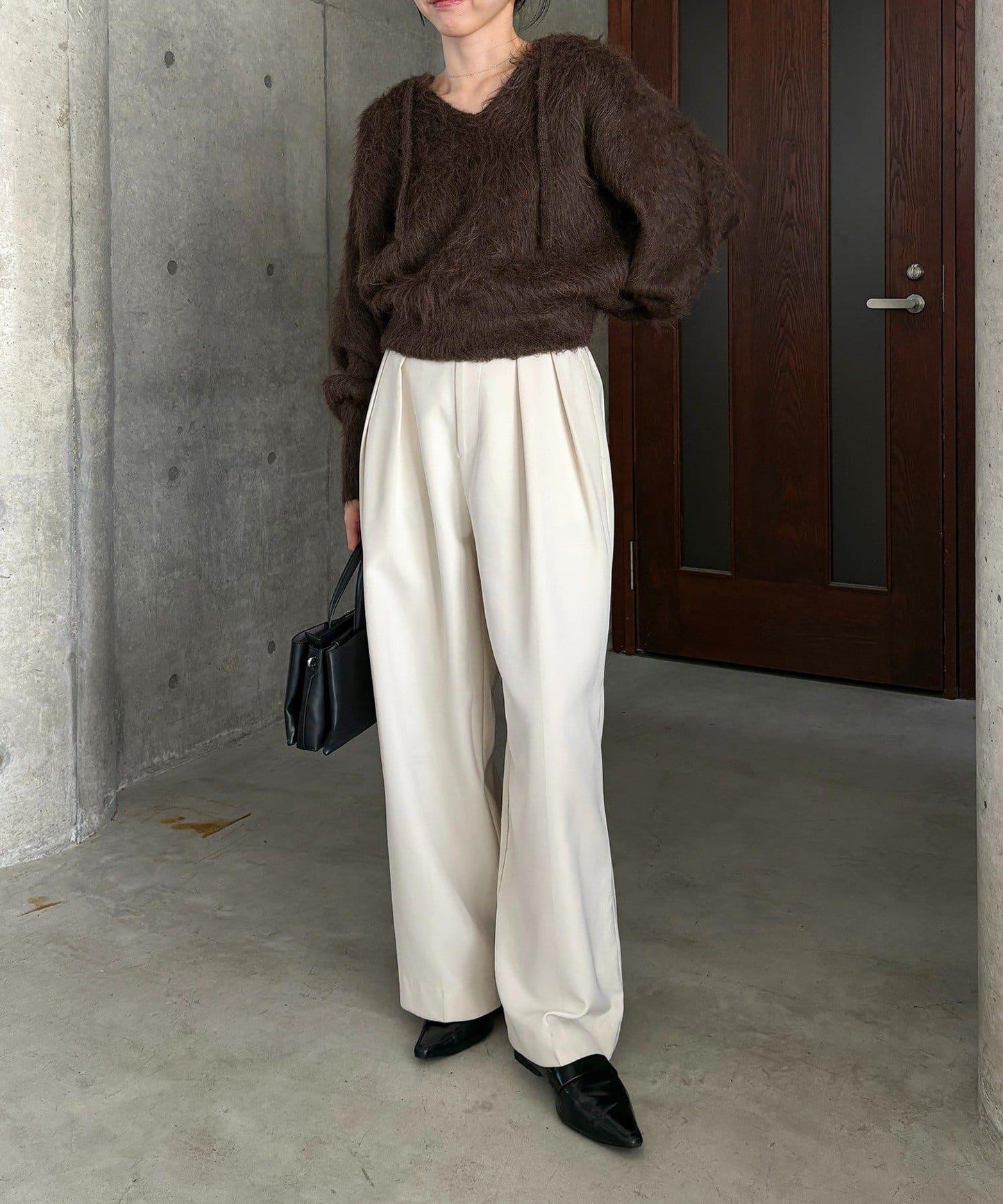 毛絨針織連帽衫