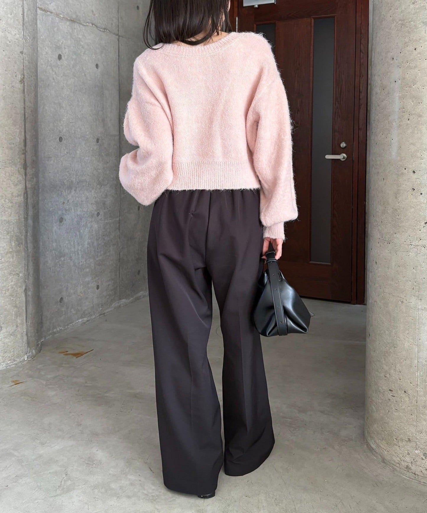 【前後兩穿】馬海毛絨感泡泡袖開衫