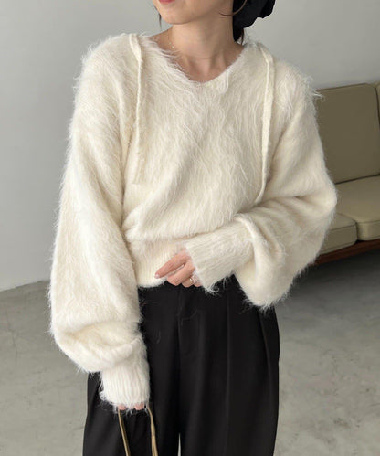 毛絨針織連帽衫