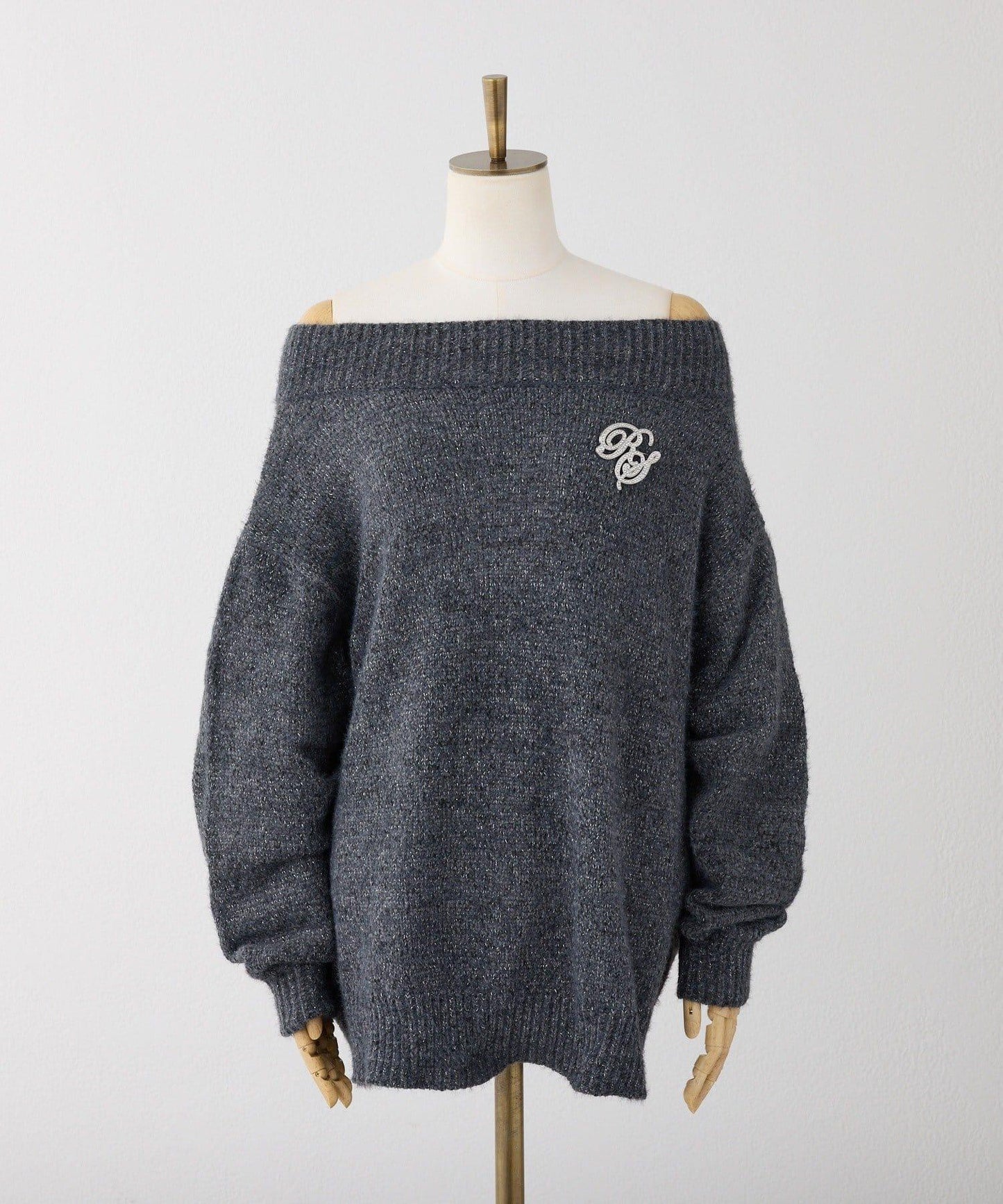 附胸針天鵝絨毛線迷你針織連衣裙