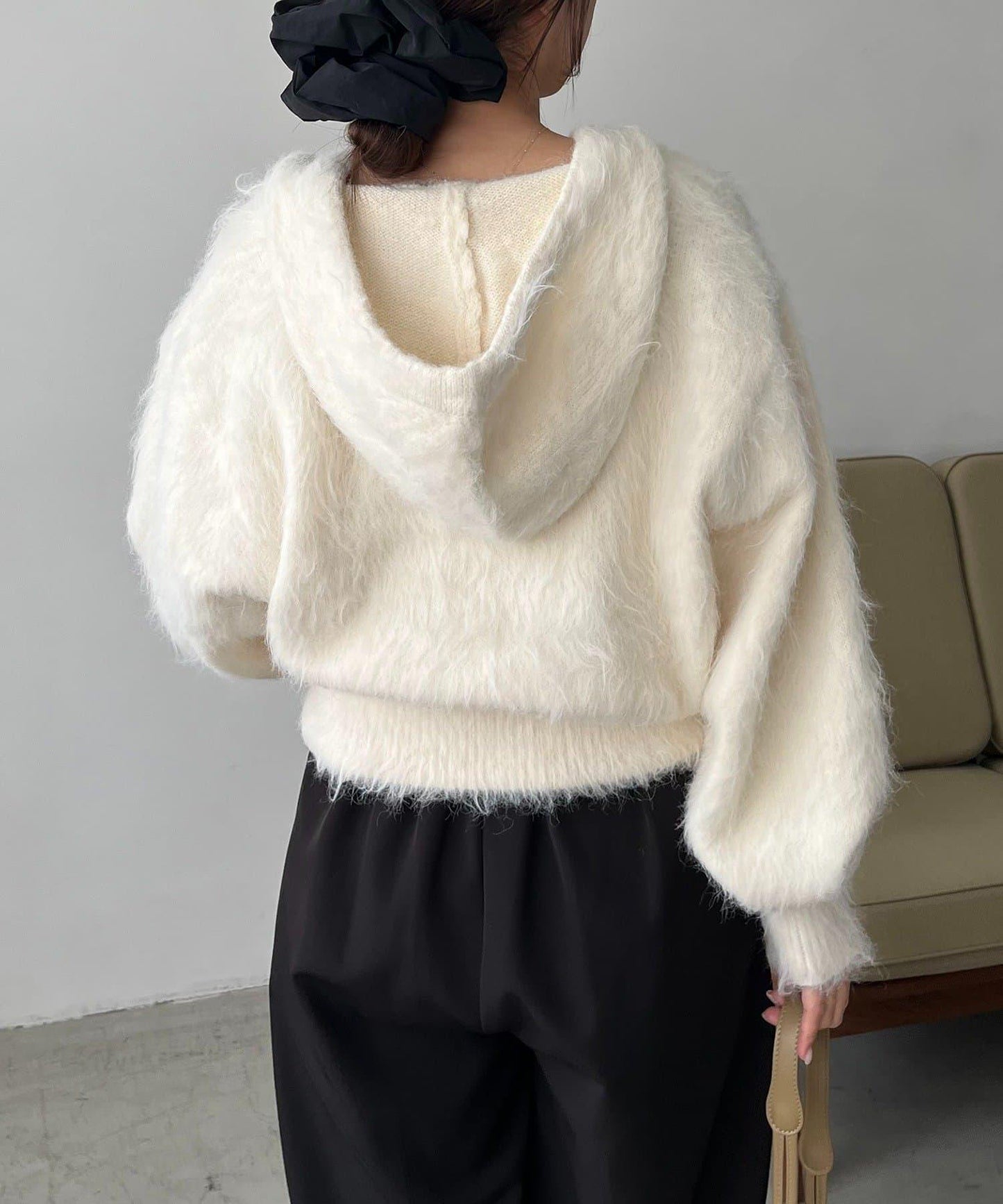 毛絨針織連帽衫