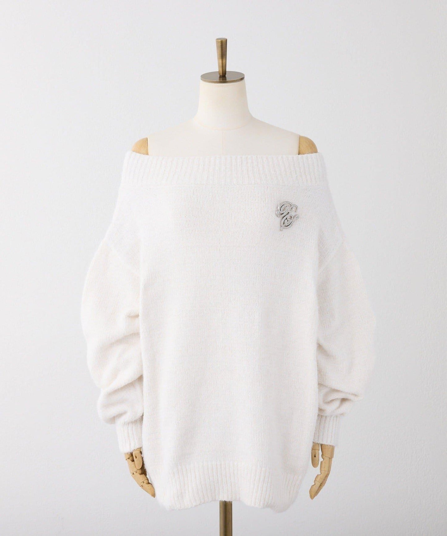 附胸針天鵝絨毛線迷你針織連衣裙