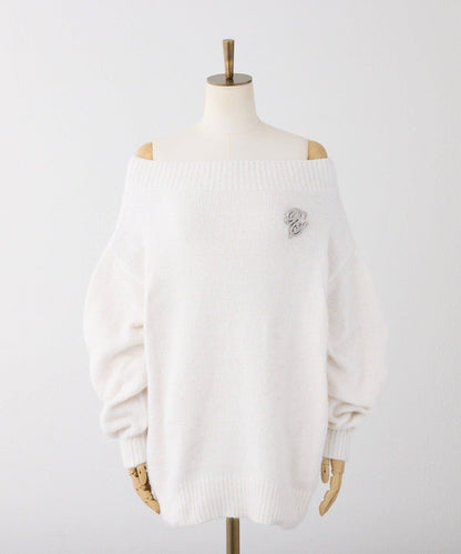 附胸針天鵝絨毛線迷你針織連衣裙