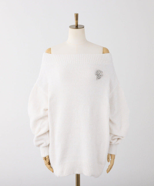 附胸針天鵝絨毛線迷你針織連衣裙