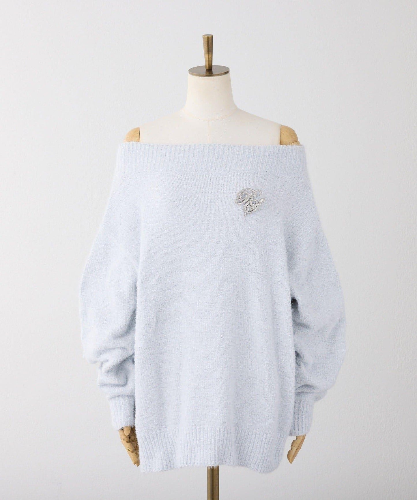 附胸針天鵝絨毛線迷你針織連衣裙