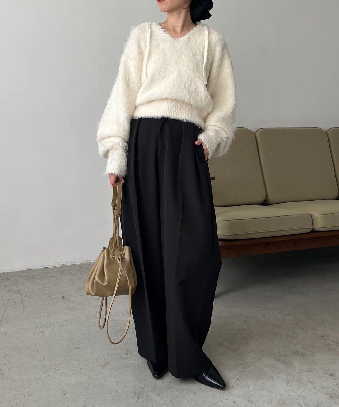 毛絨針織連帽衫