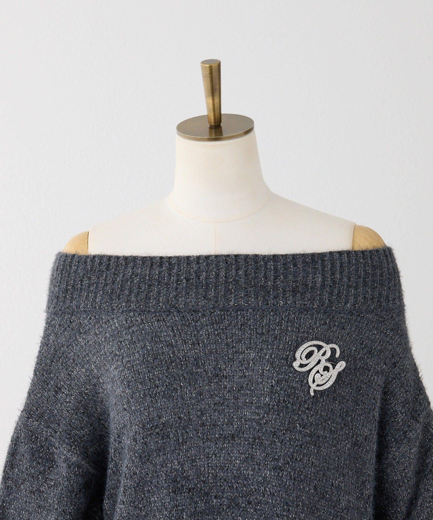 附胸針天鵝絨毛線迷你針織連衣裙