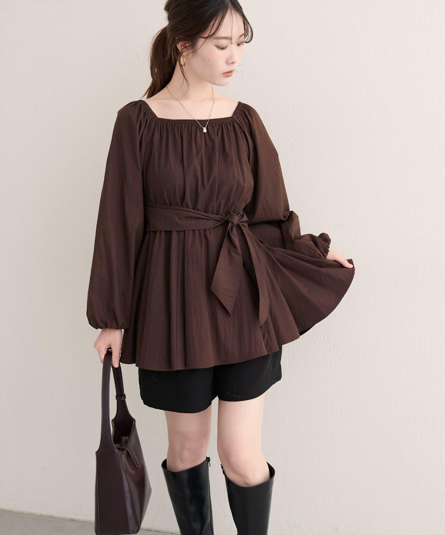 【natural couture】多穿法交叉綁帶蝴蝶結襯衫