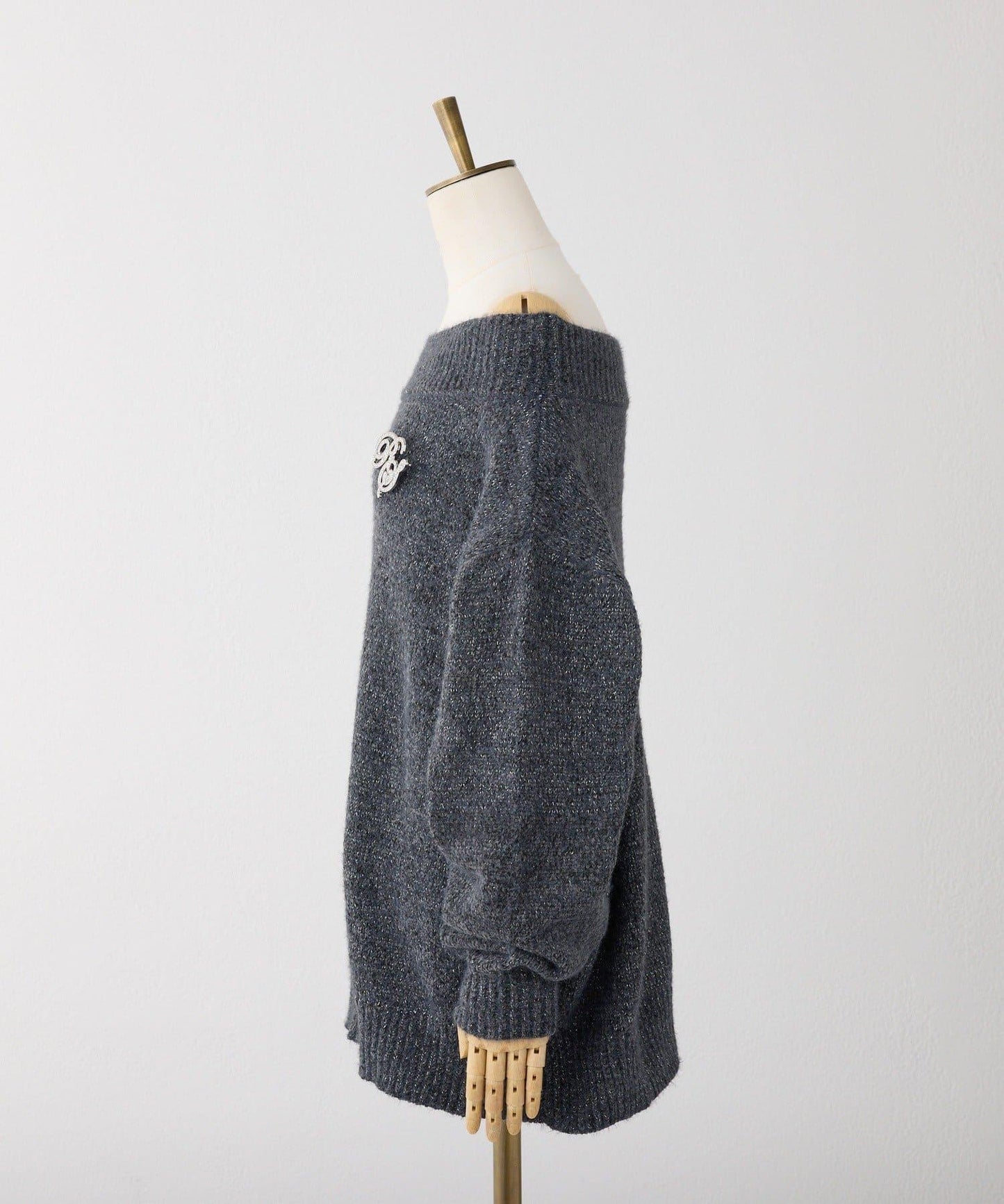 附胸針天鵝絨毛線迷你針織連衣裙