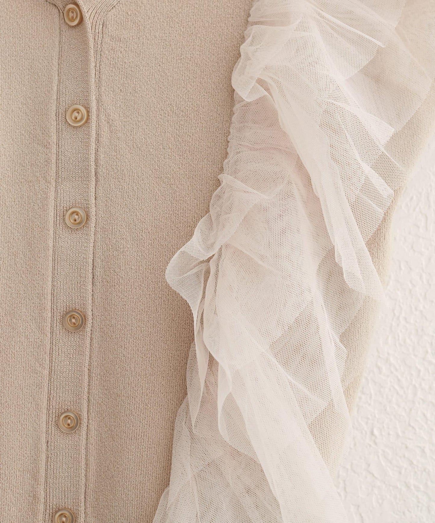 【natural couture】網紗荷葉邊針織背心