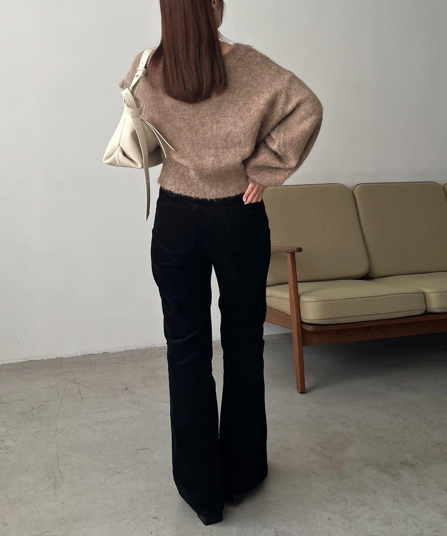 【前後兩穿】馬海毛絨感泡泡袖開衫