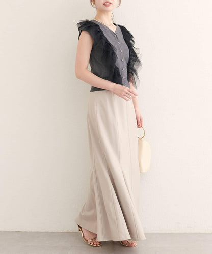 【natural couture】網紗荷葉邊針織背心