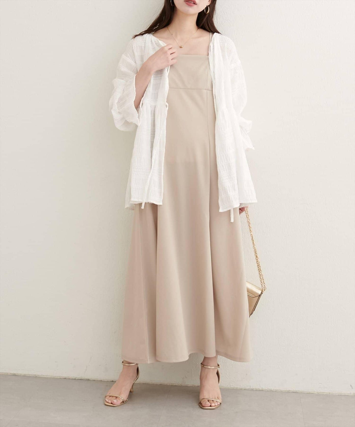 【natural couture】條紋燈籠袖荷葉邊上衣