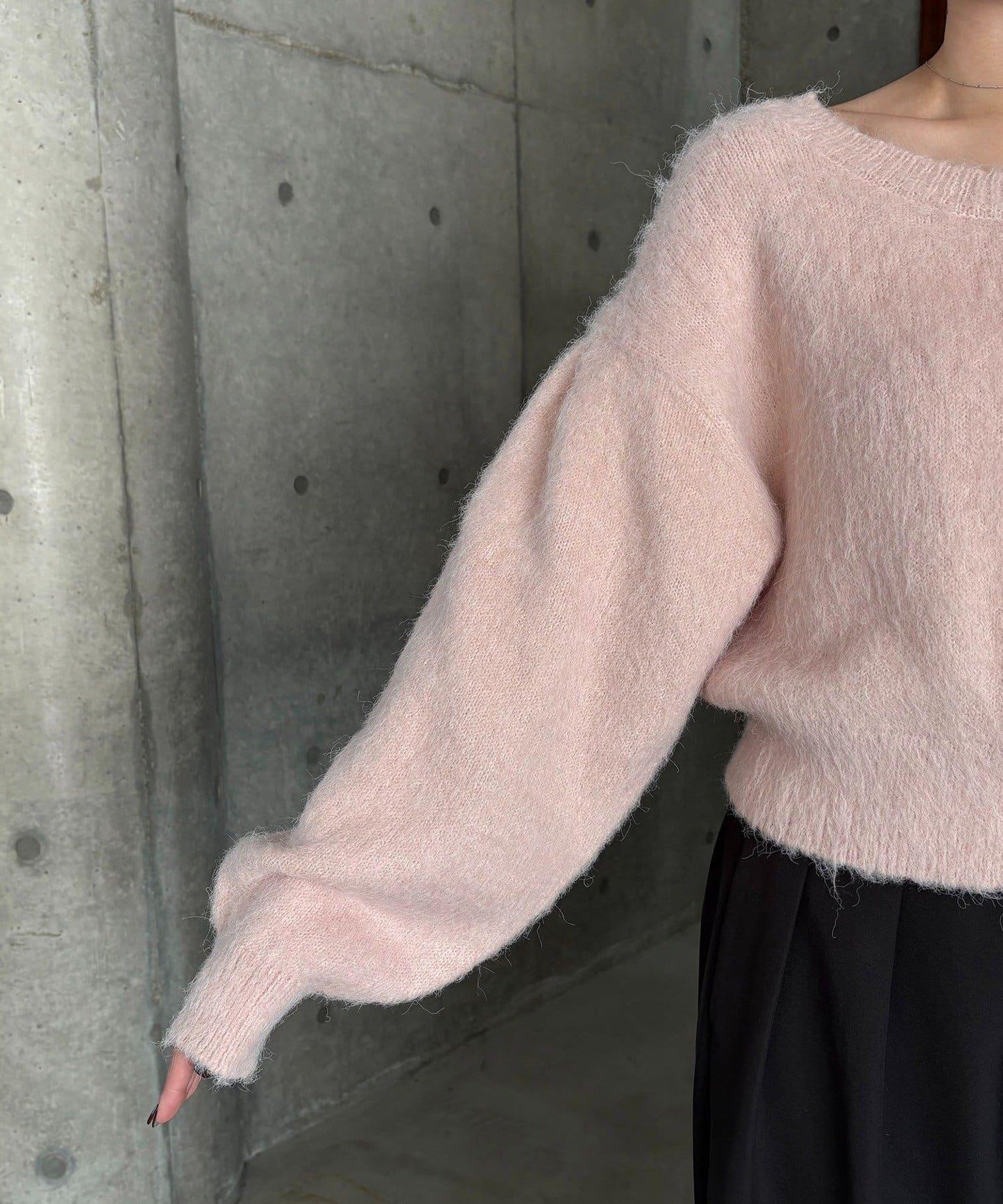 【前後兩穿】馬海毛絨感泡泡袖開衫