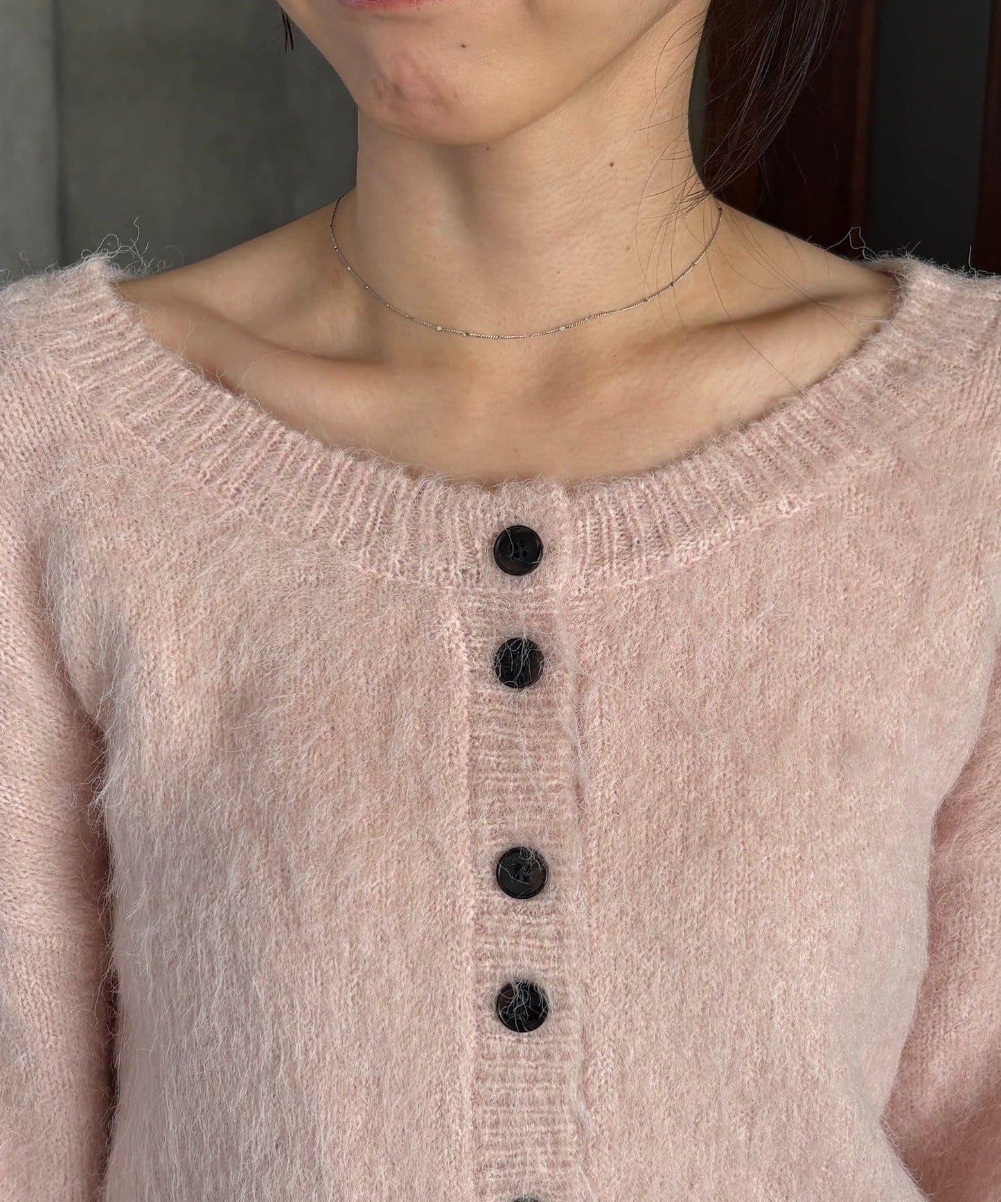 【前後兩穿】馬海毛絨感泡泡袖開衫