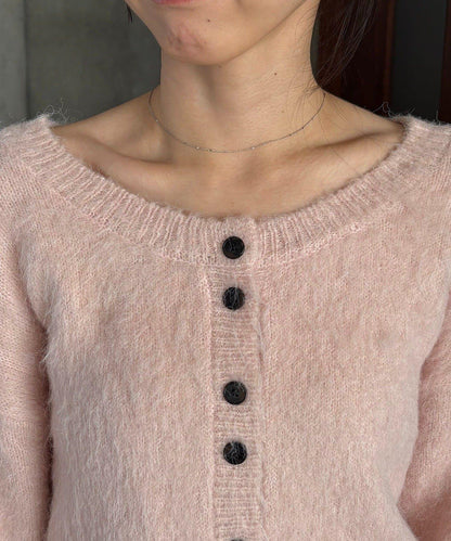 【前後兩穿】馬海毛絨感泡泡袖開衫