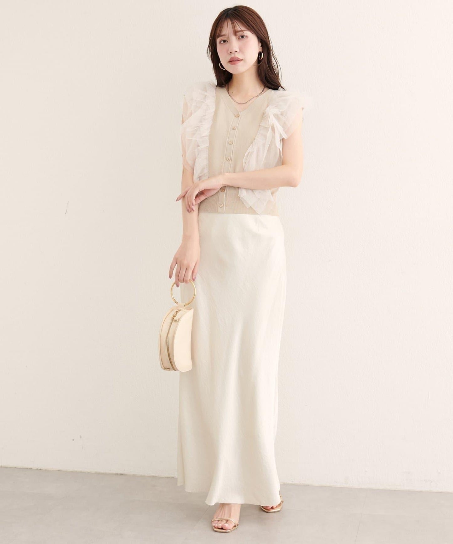 【natural couture】網紗荷葉邊針織背心