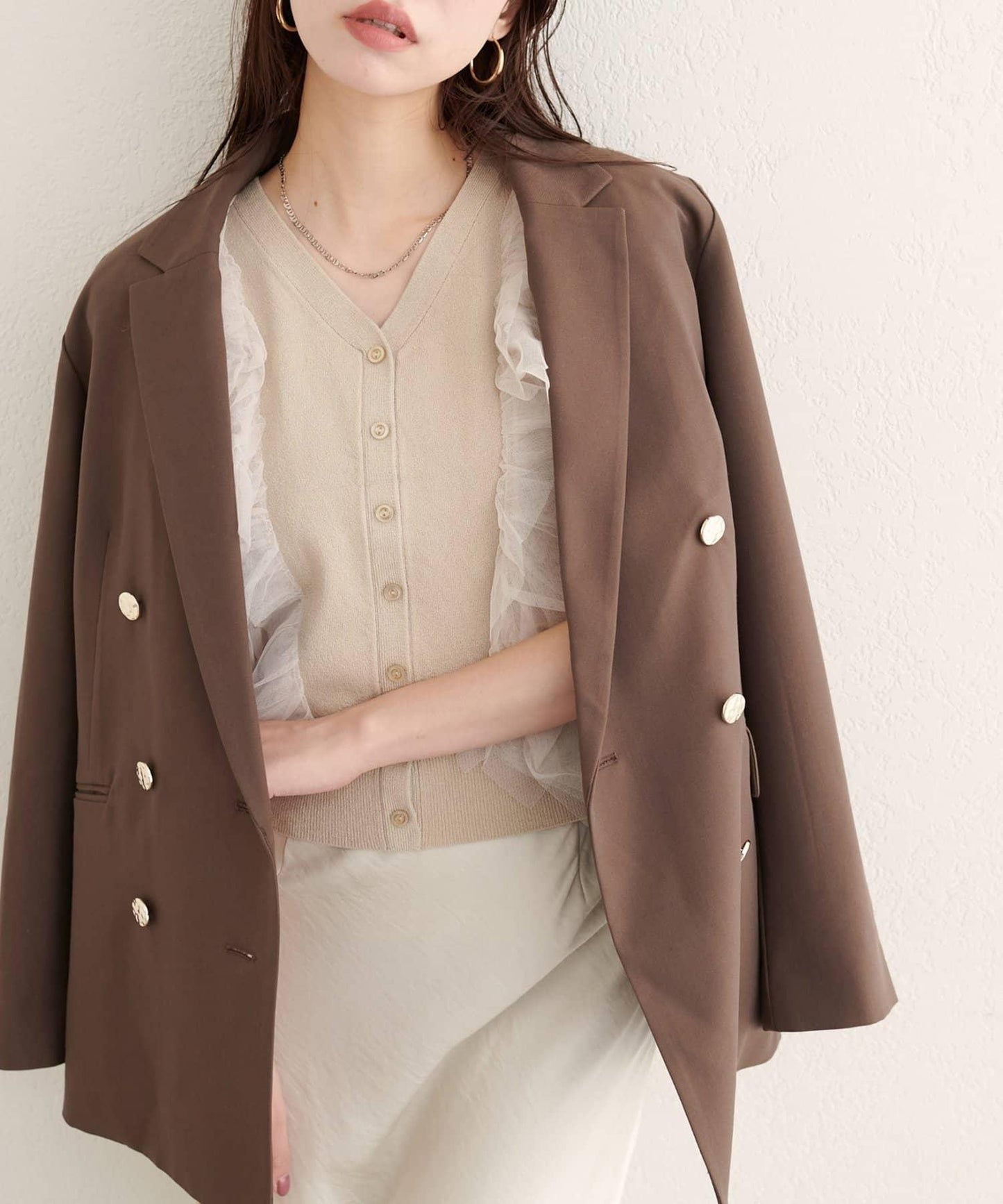 【natural couture】網紗荷葉邊針織背心