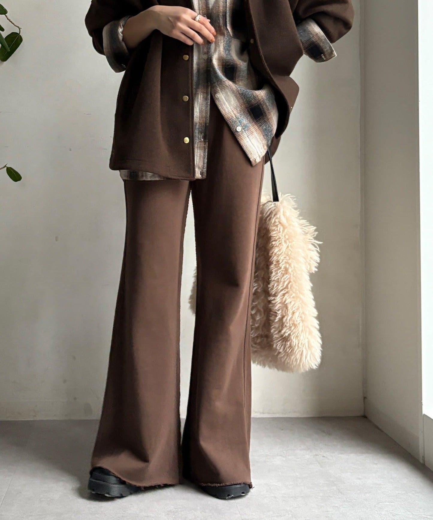 微喇叭衛衣面料長褲