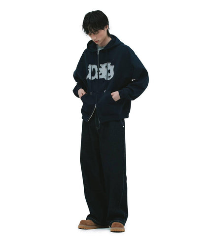 【DEFGARMENTS】剪裁標誌連帽拉鍊衛衣
