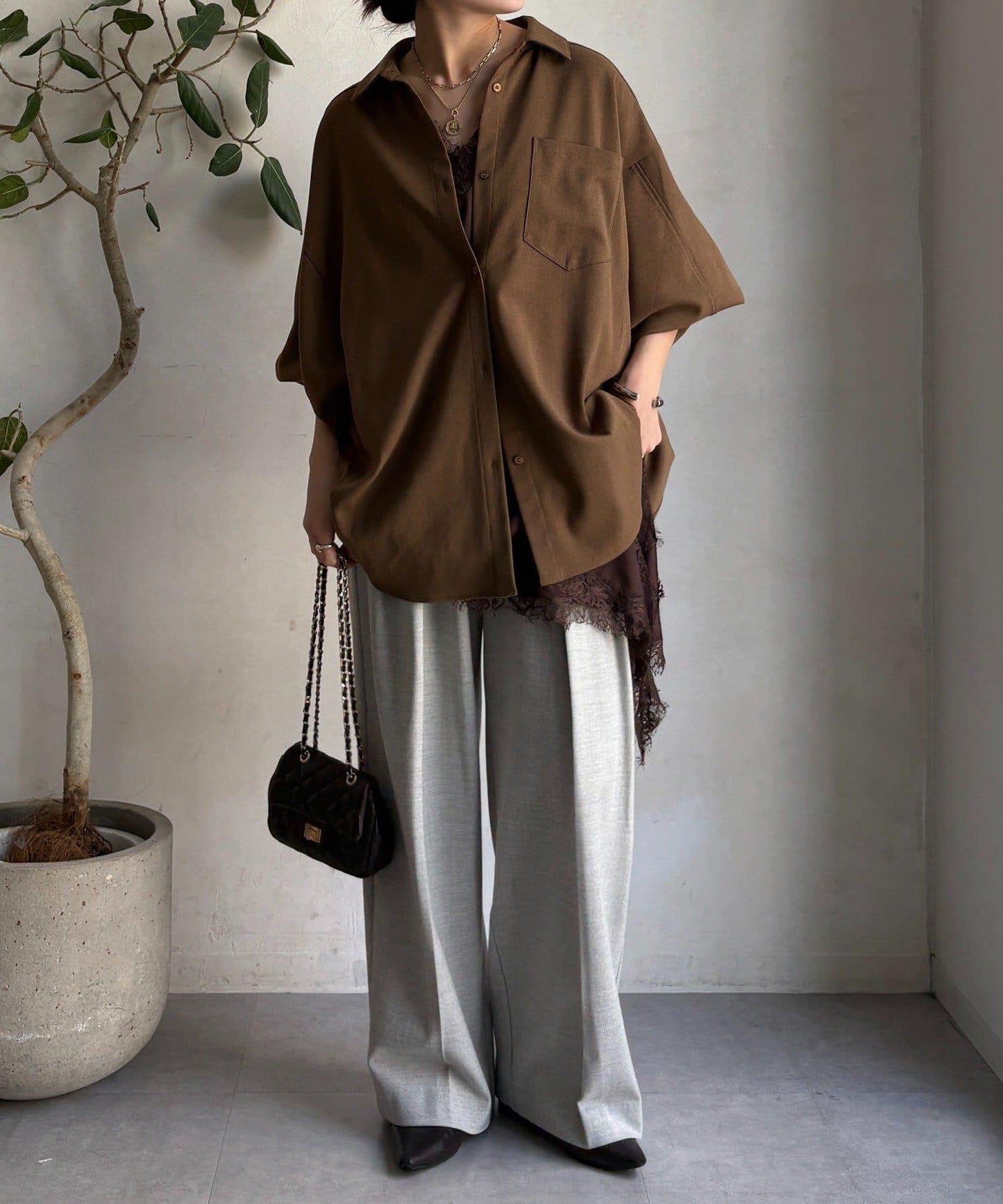 柔軟起毛彈力長褲