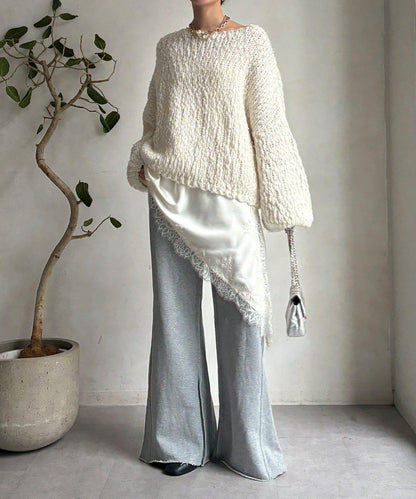 微喇叭衛衣面料長褲