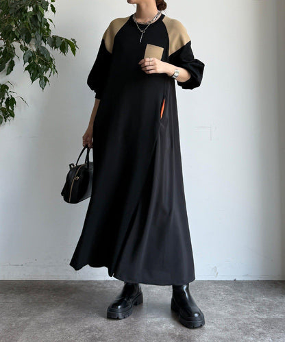 軍旅風拼接連衣裙