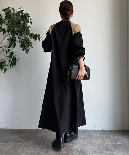 軍旅風拼接連衣裙