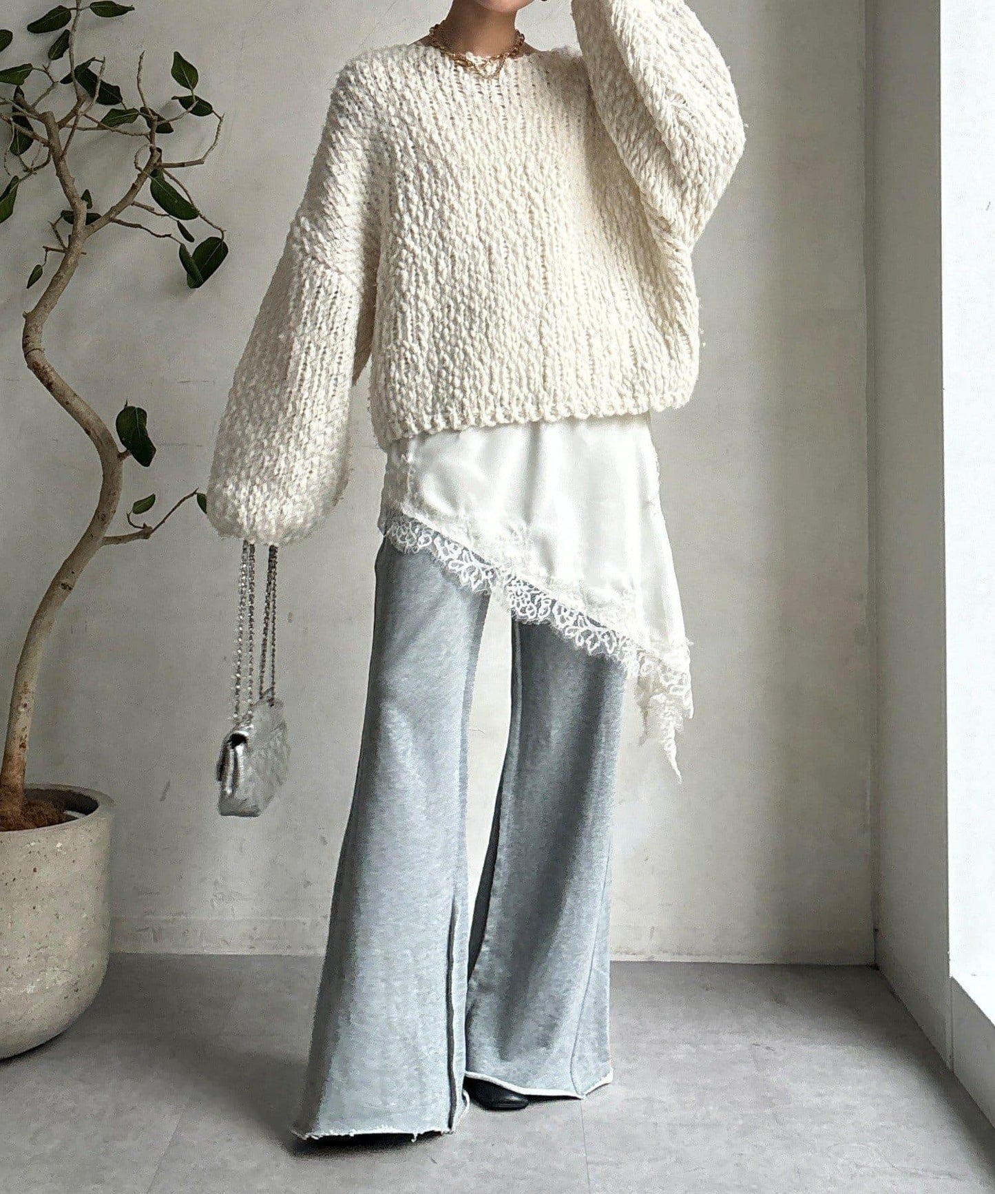 微喇叭衛衣面料長褲