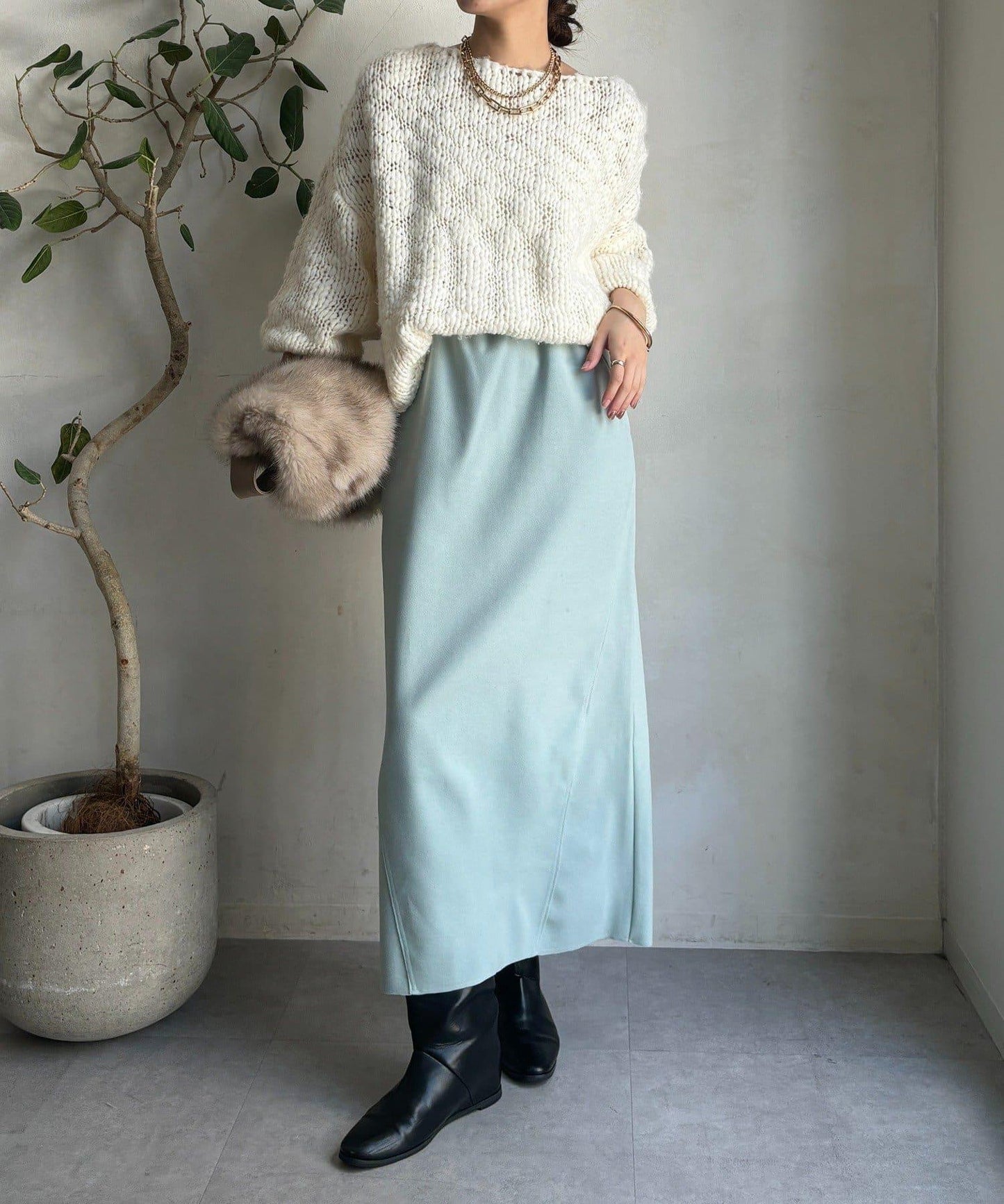 羊毛混紡針織半身裙