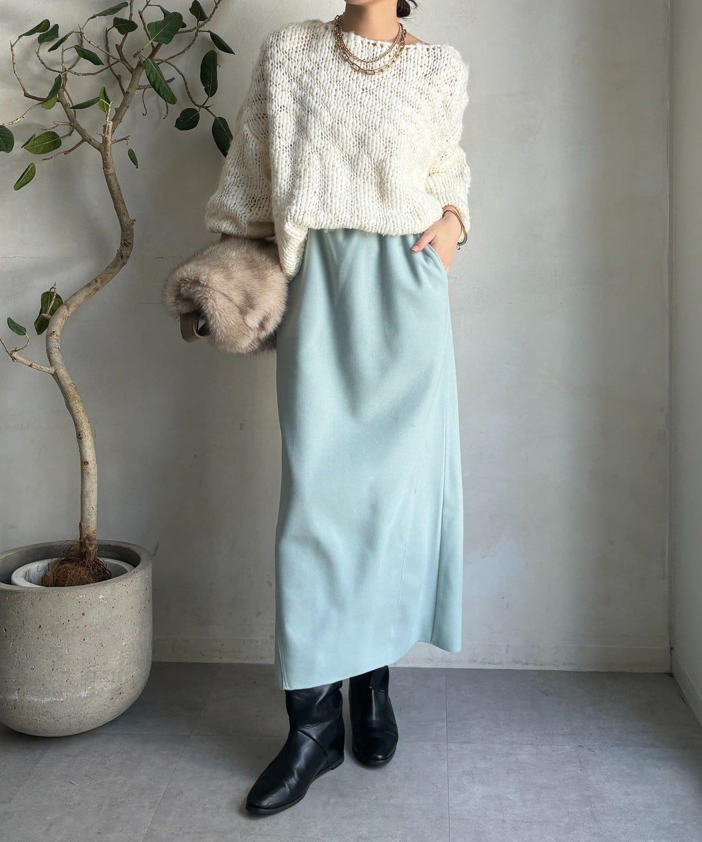 羊毛混紡針織半身裙