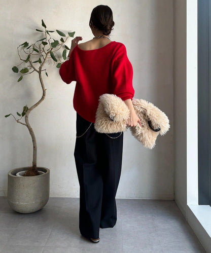 柔軟起毛彈力長褲