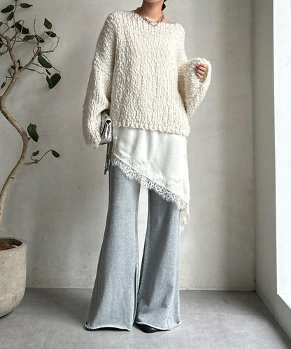 微喇叭衛衣面料長褲