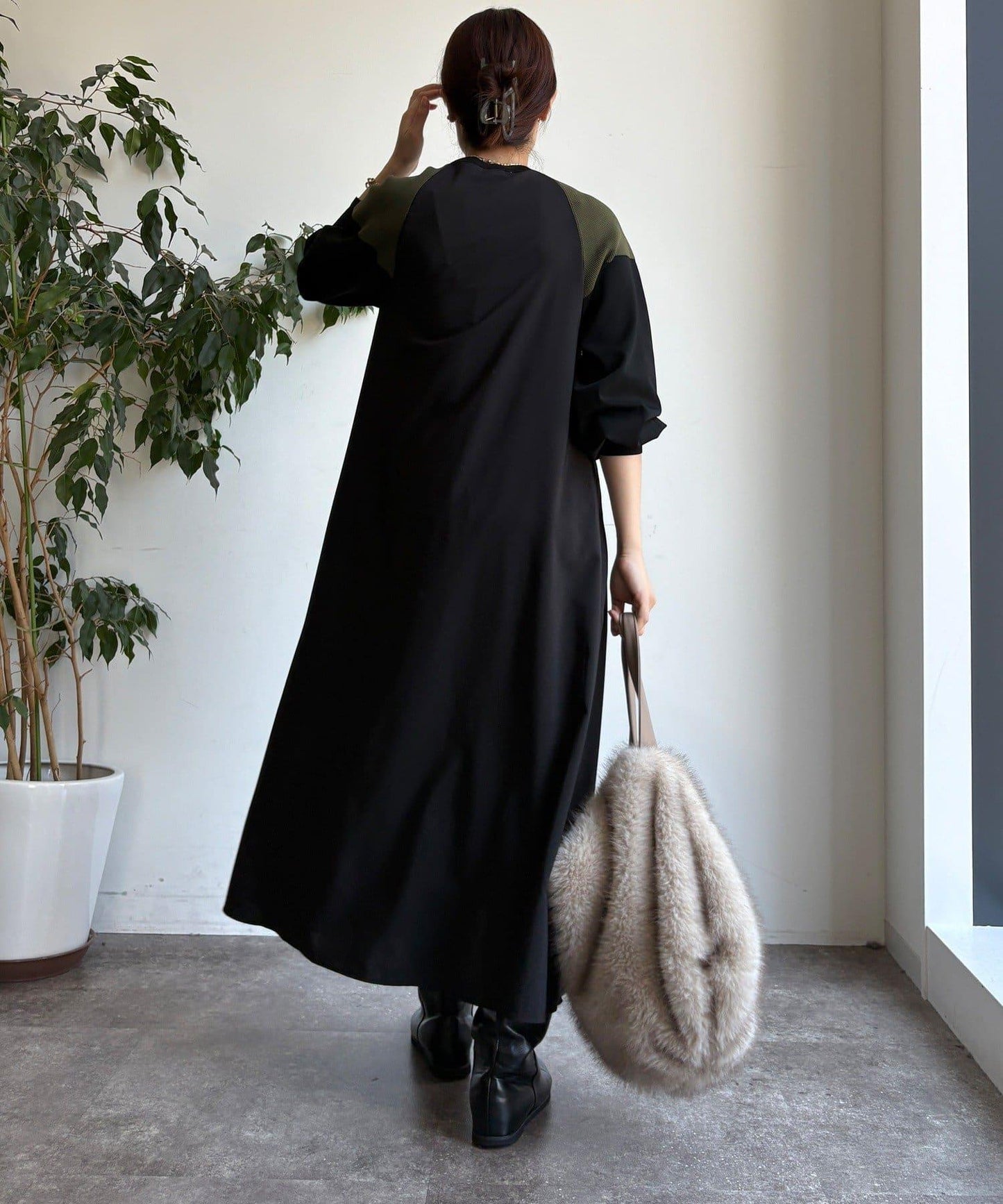 軍旅風拼接連衣裙