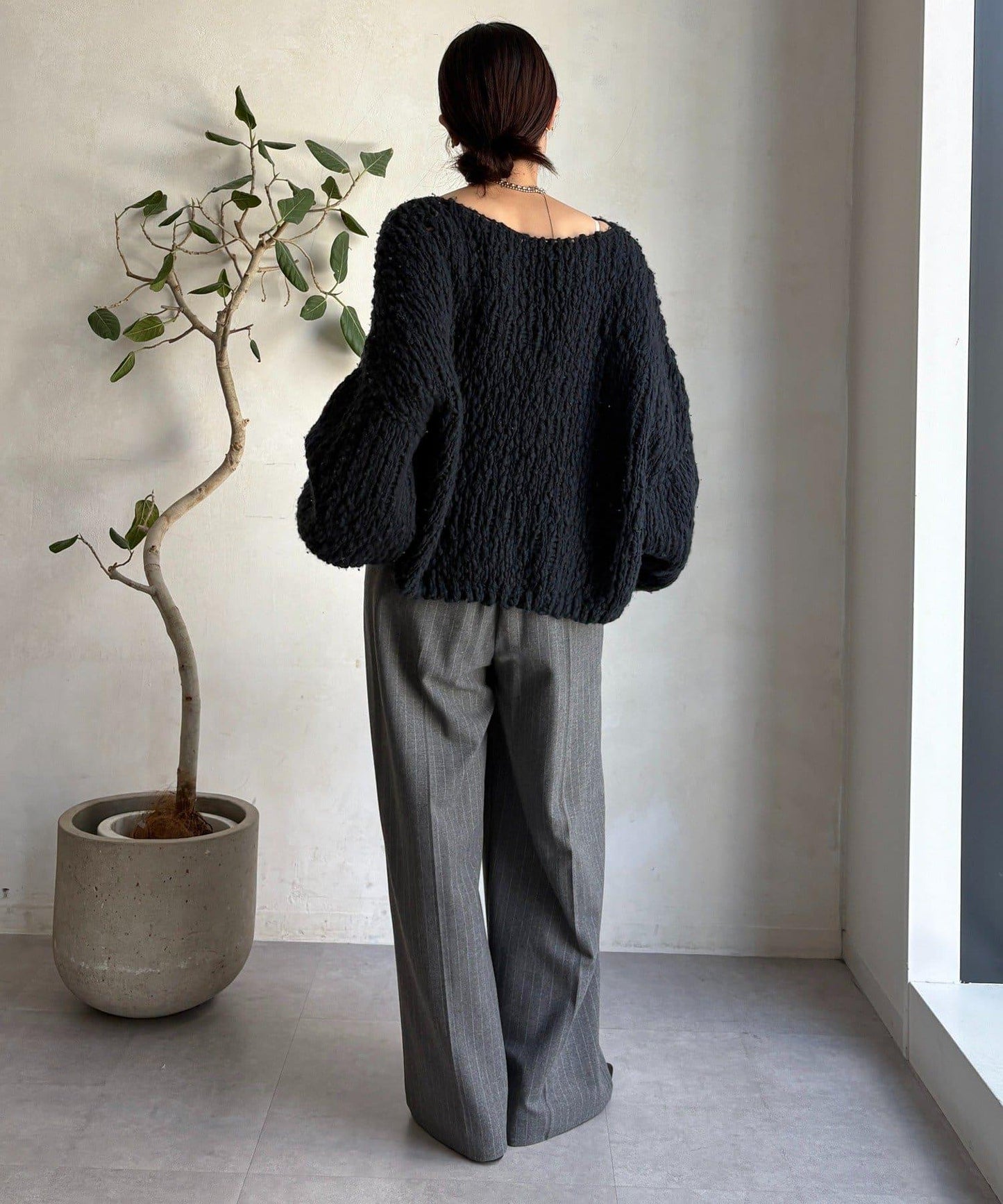 柔軟起毛彈力長褲