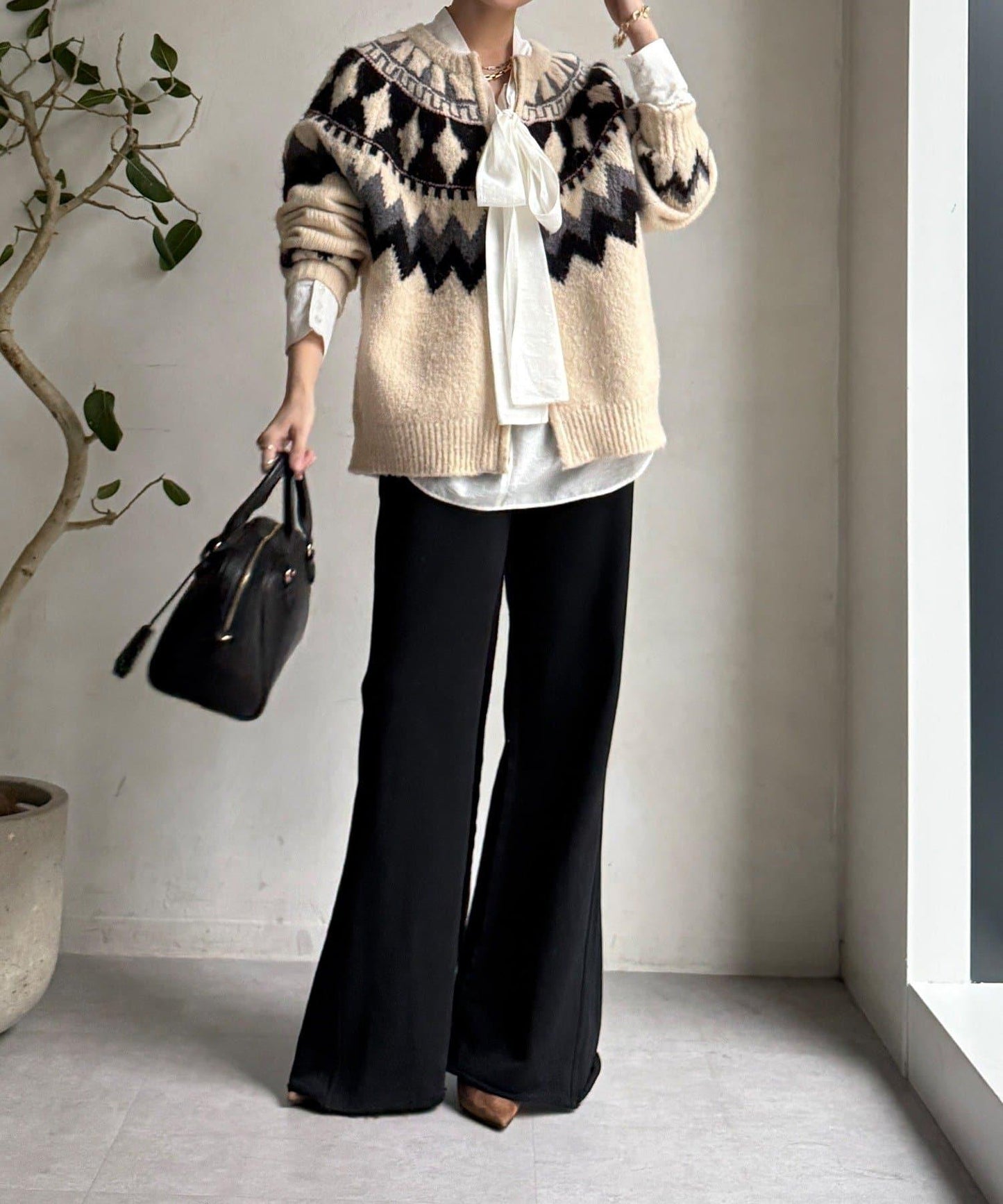 微喇叭衛衣面料長褲