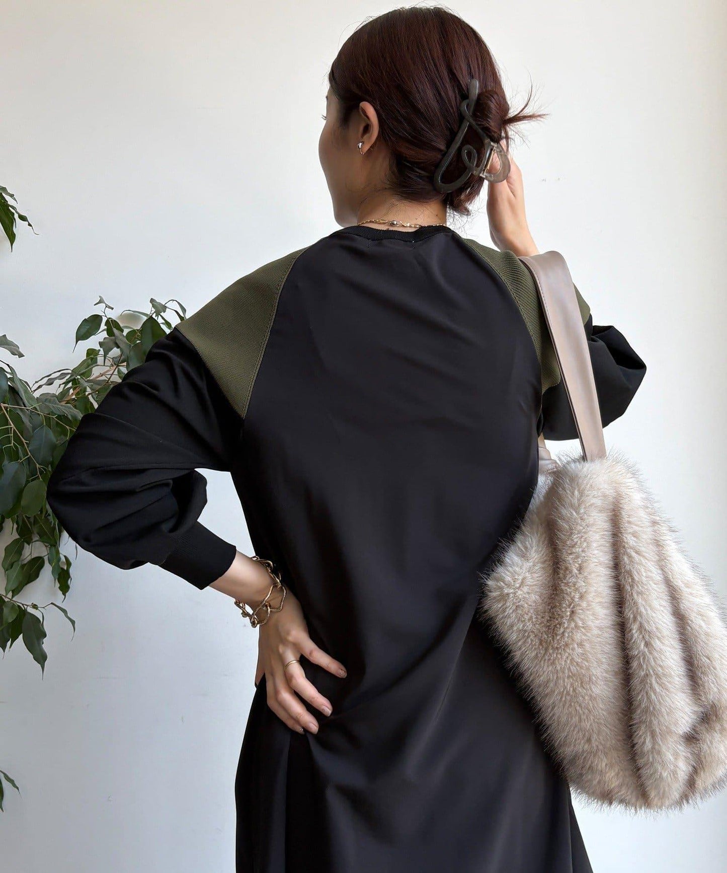 軍旅風拼接連衣裙