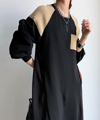 軍旅風拼接連衣裙